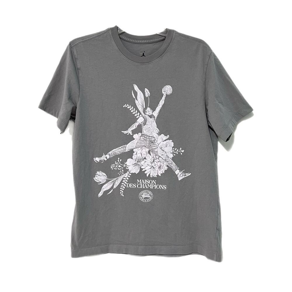 Jordan Shirt Mens M Gray Maison Des Champions Graphic Tee Dri-FIT Basketball